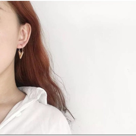 Triangle Ear Drop Earrings - Picture 2 of 6